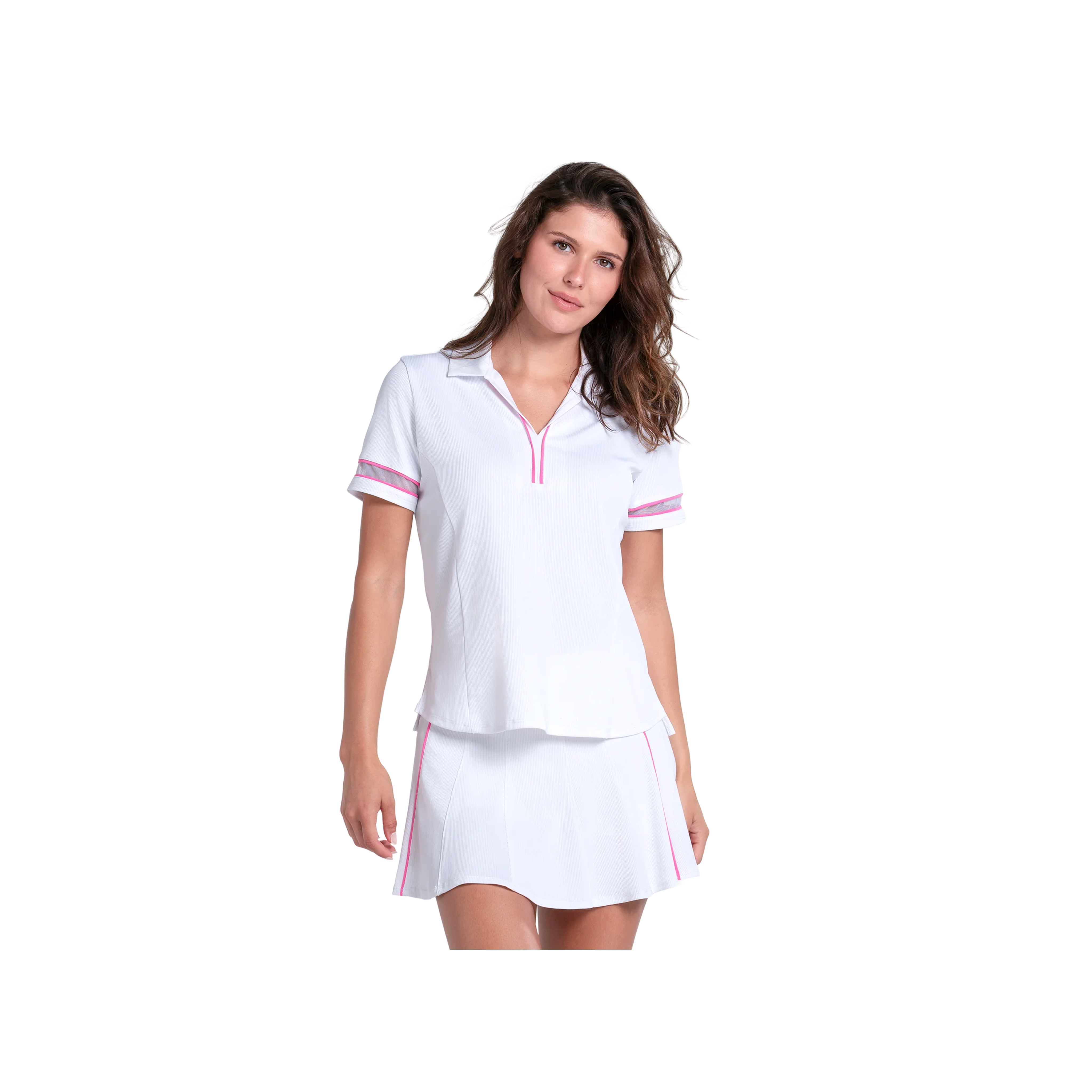 Blusa Lucky in Love Piped Fairway Short Sleeve Polo