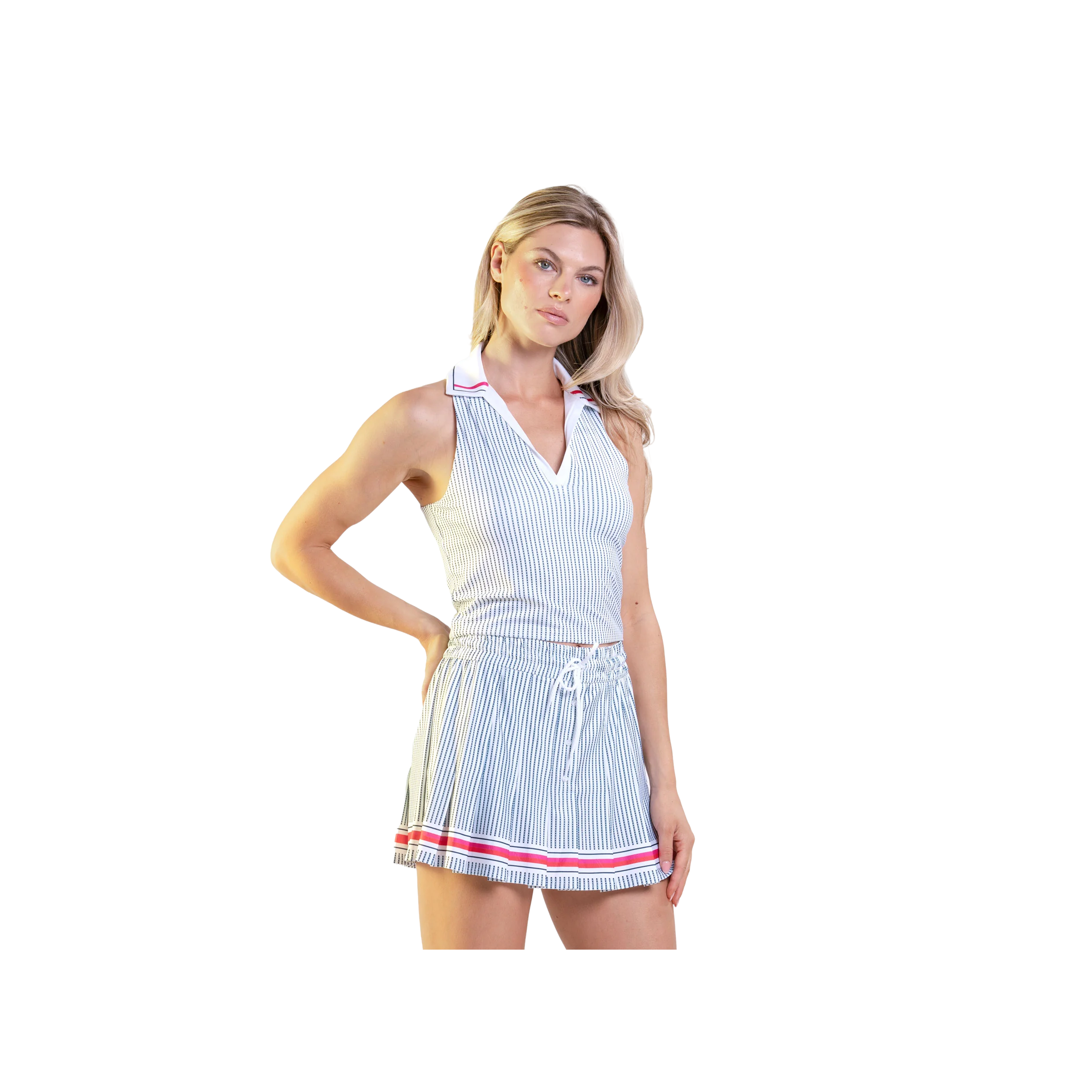 Blusa Glow Set Stripes Polo Tank Lucky in Love